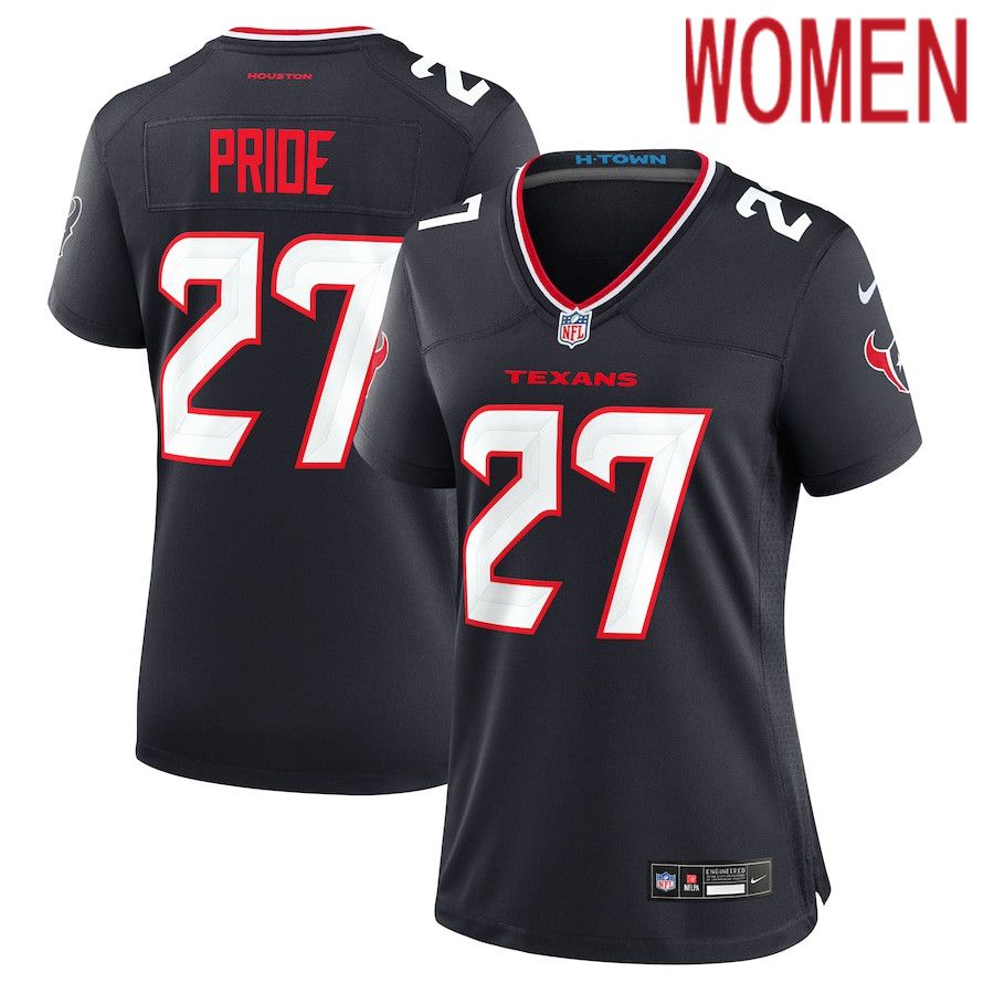 Women Houston Texans 27 Troy Pride Nike Navy Team Game NFL Jersey